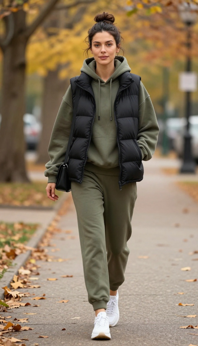 8. Athleisure Set with a Puffer Vest