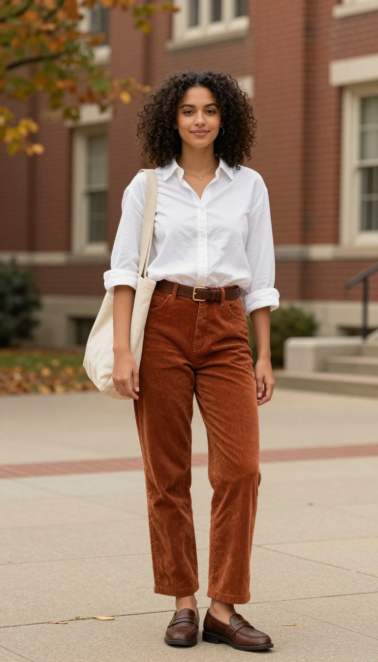 10. Button-Down Shirt and Corduroy Pants