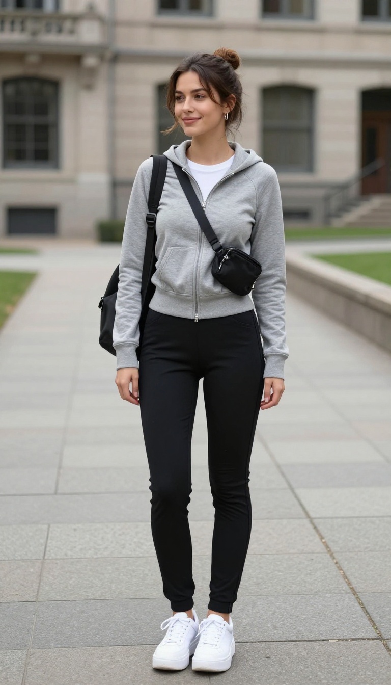 5. Track Pants + Fitted Zip-Up + Chunky Trainers