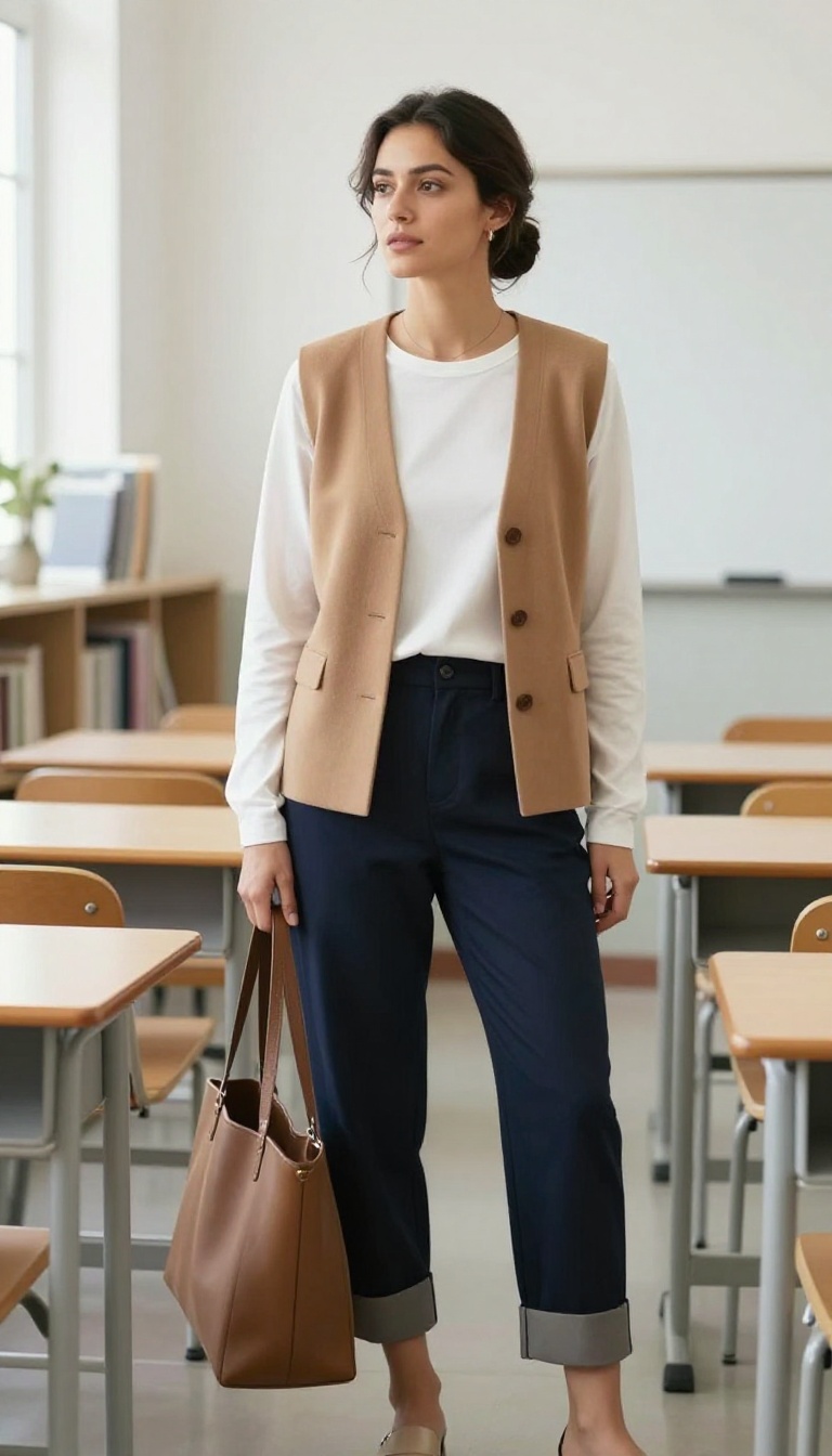 11. The Vest and Long-Sleeve Top
