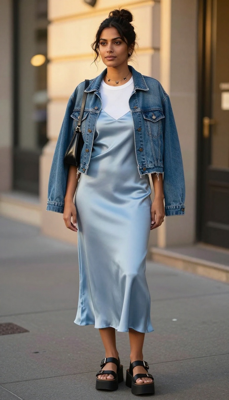 6. Slip Dress Over a T-Shirt