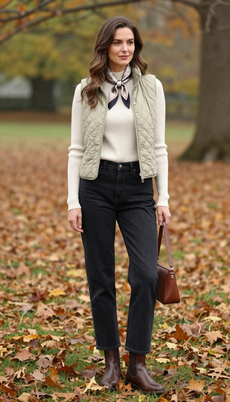 11. Quilted Vest & Ribbed Knit