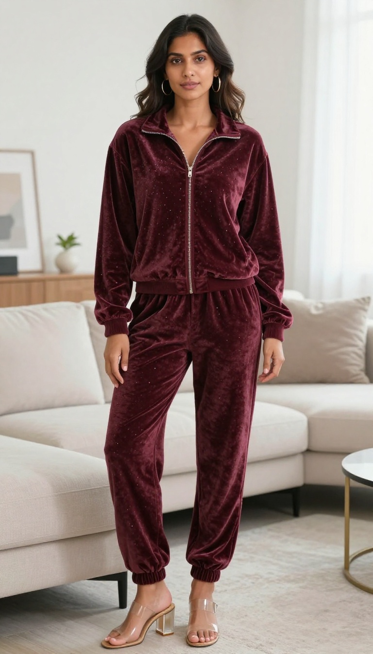 9. Velour Tracksuit with a Rhinestone Detail