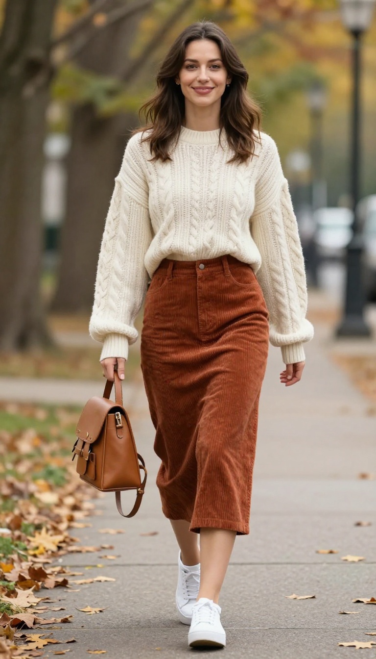 6. Cropped Sweater and High-Waisted Flared Skirt