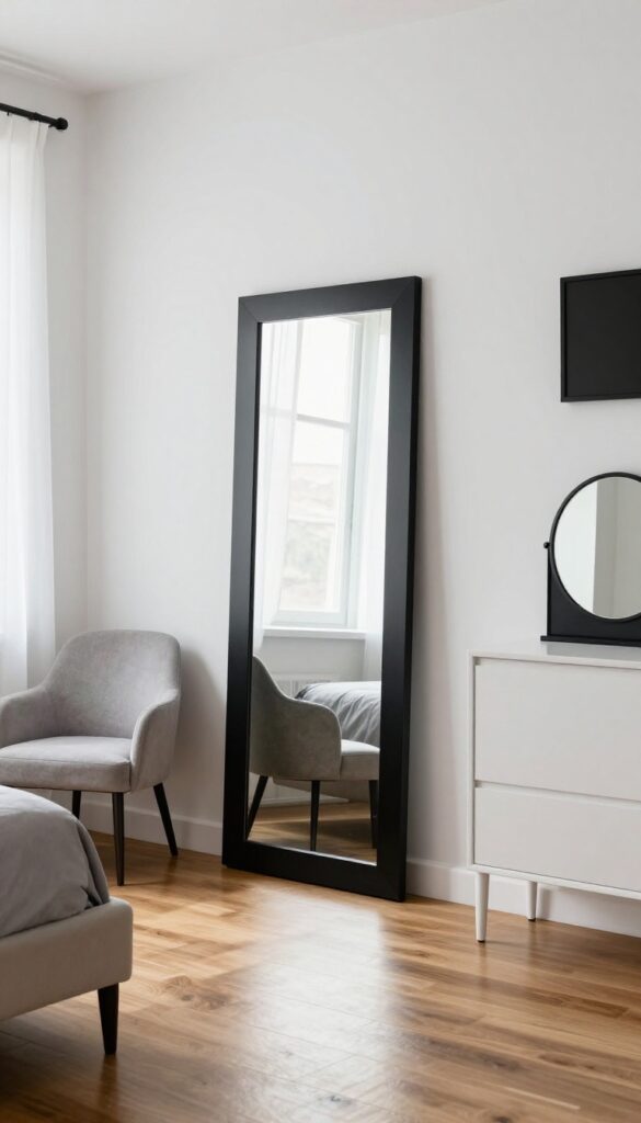 6. Black Framed Mirrors for Depth idea