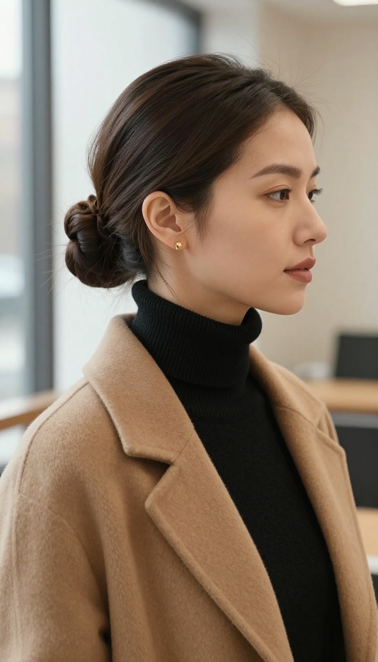 1. Dark Wash Straight Jeans + Camel Coat + Turtleneck