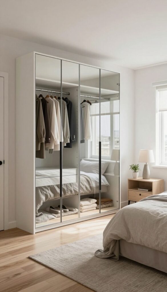 5. Mirrored Wardrobe for Visual Space idea