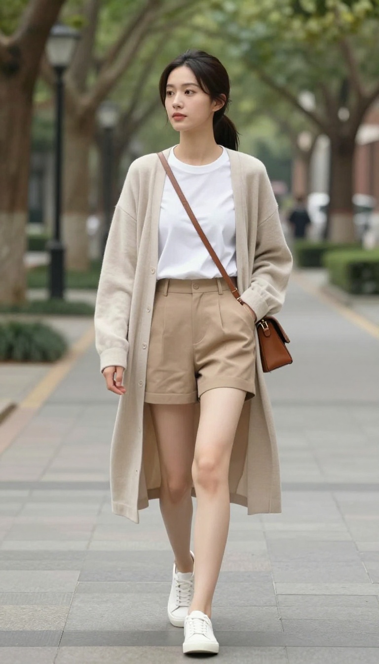 8. Cardigan and Slip-On Sneakers
