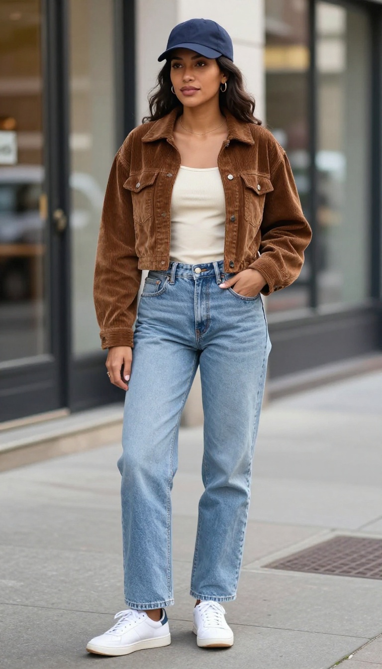 9. Corduroy Jacket and Ribbed Tank