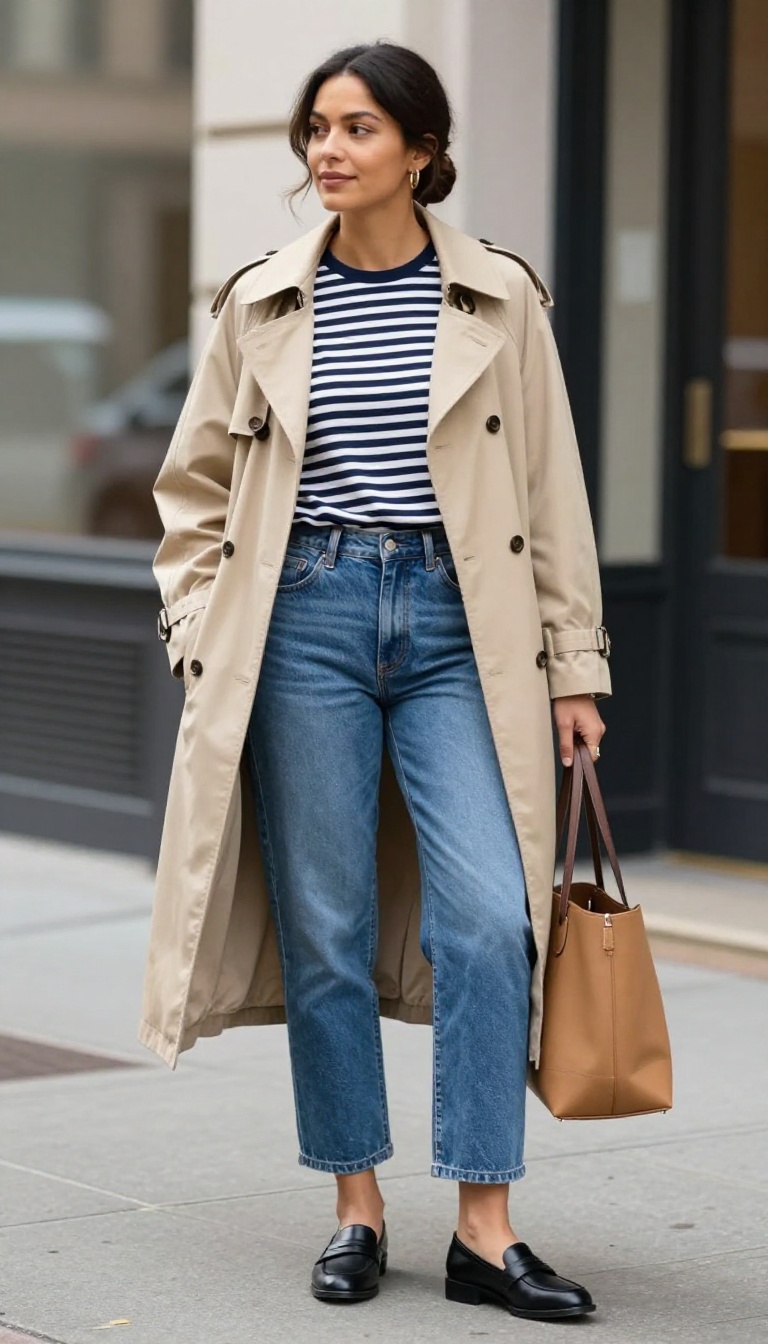 4. Trench Coat and Cropped Jeans