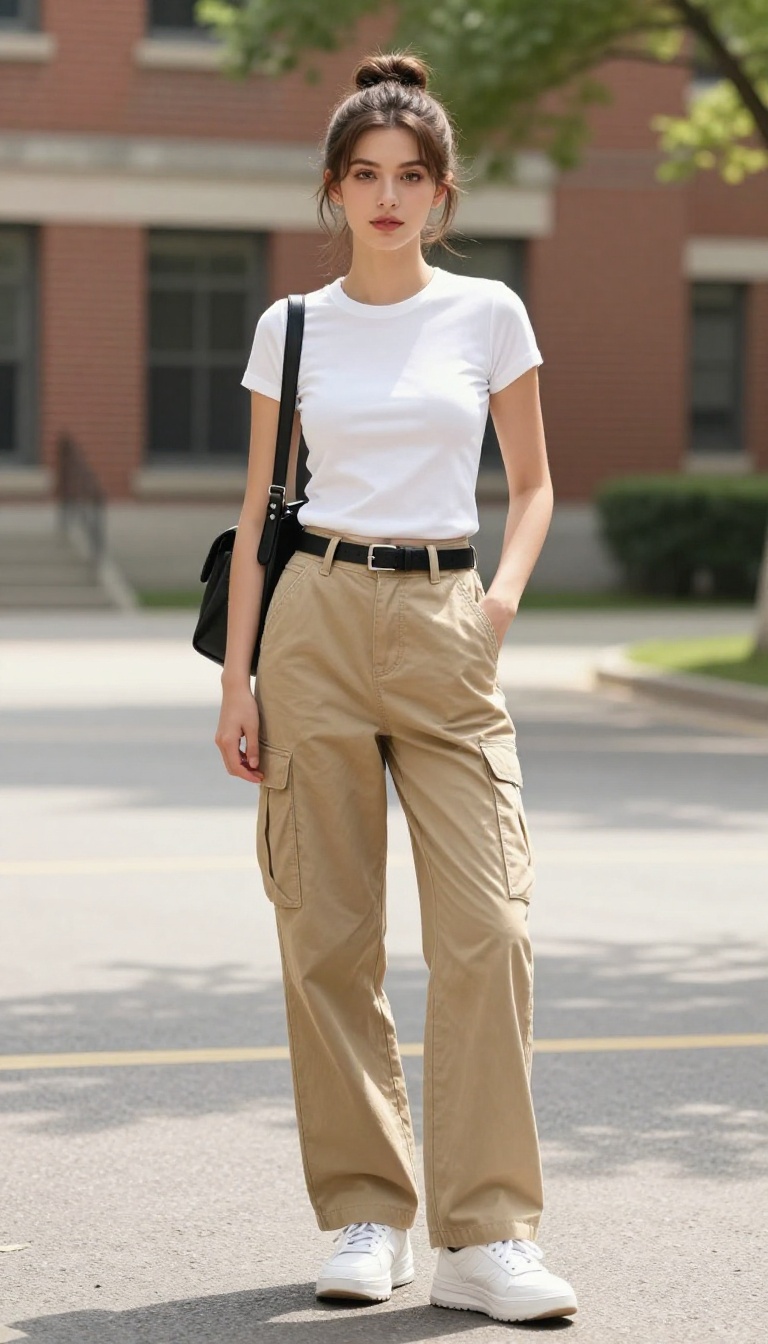 2. Baby Tee and Low-Rise Cargo Pants