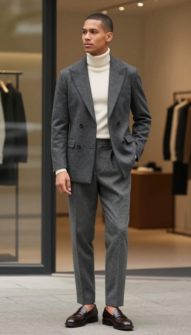14. The Double-Breasted Blazer with Turtleneck