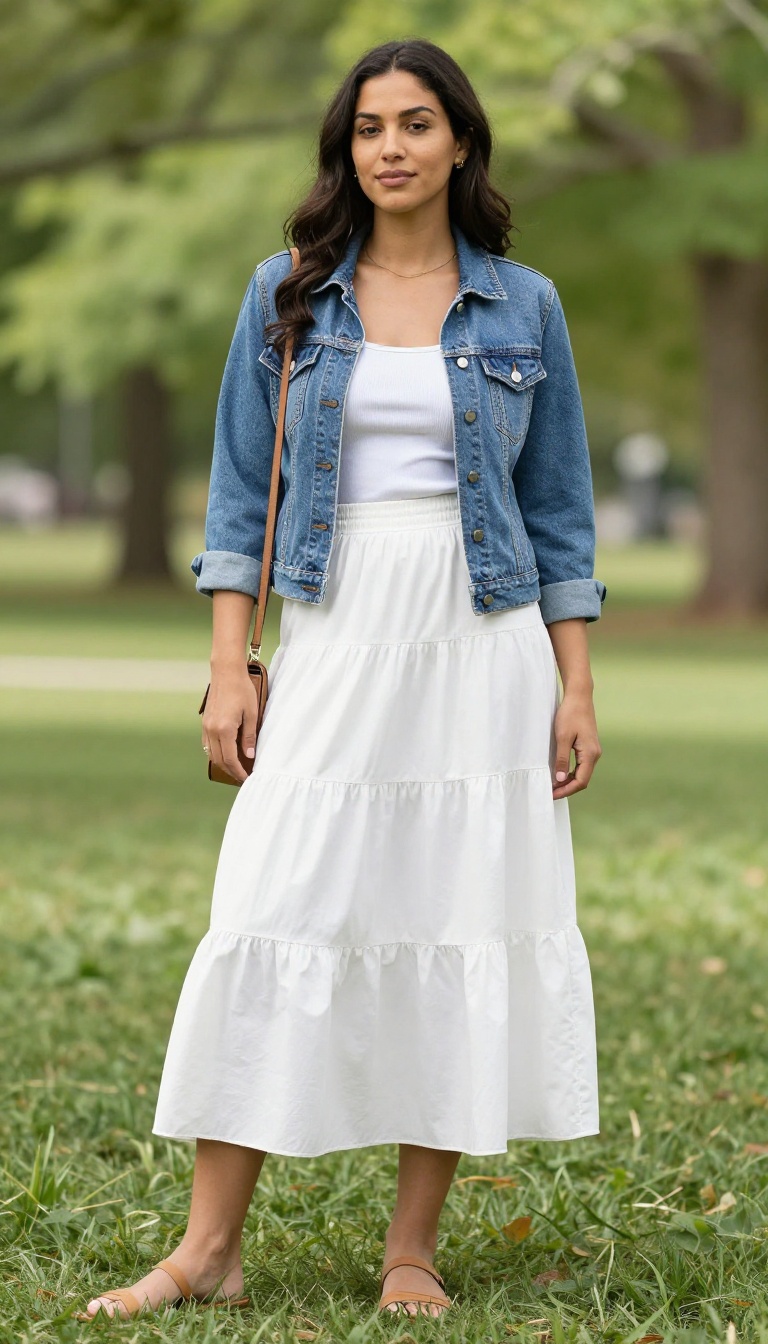 8. Tiered Ruffle Skirt with a Simple Ribbed Tank