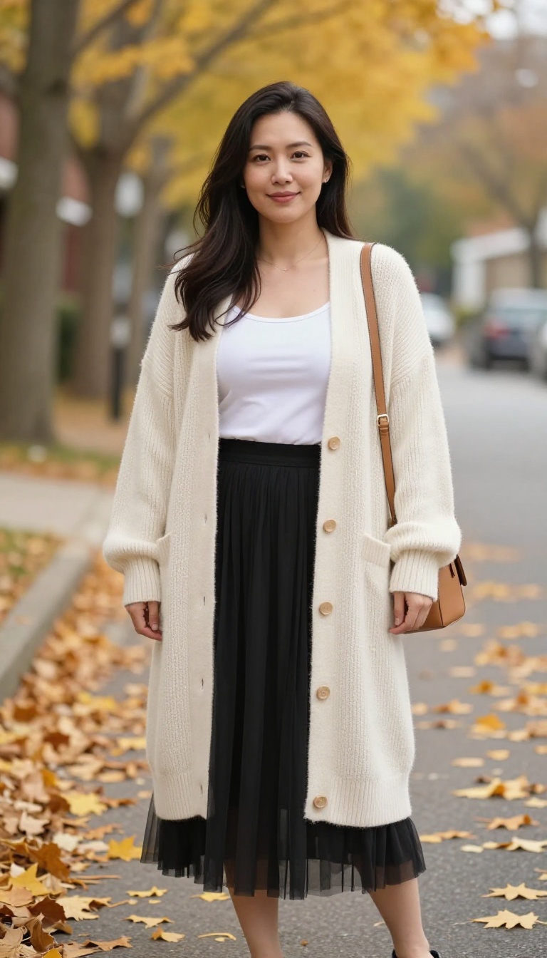 5. Tulle Skirt and Chunky Cardigan