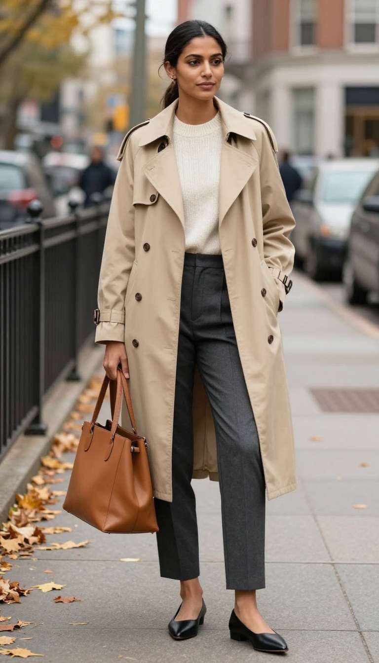 4. The Classic Trench & Tailored Trousers