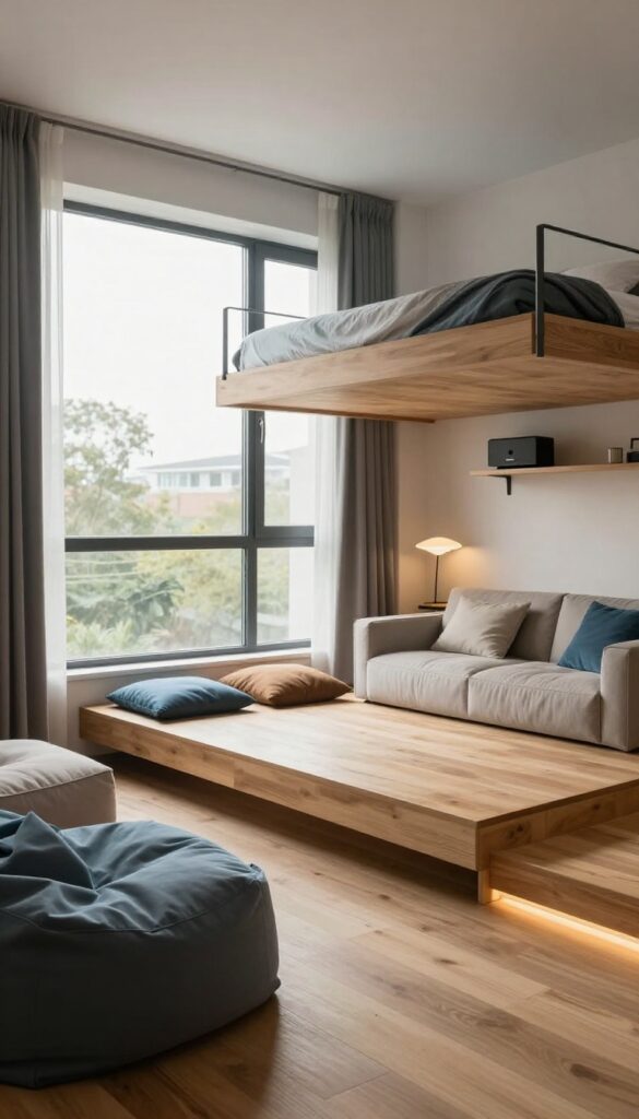 3. Loft Bed With Lounge Space Underneath idea