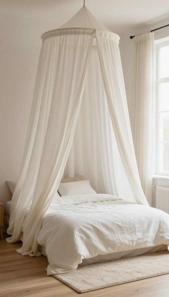 6. Cozy Floor Bed With Canopy or Drapes idea