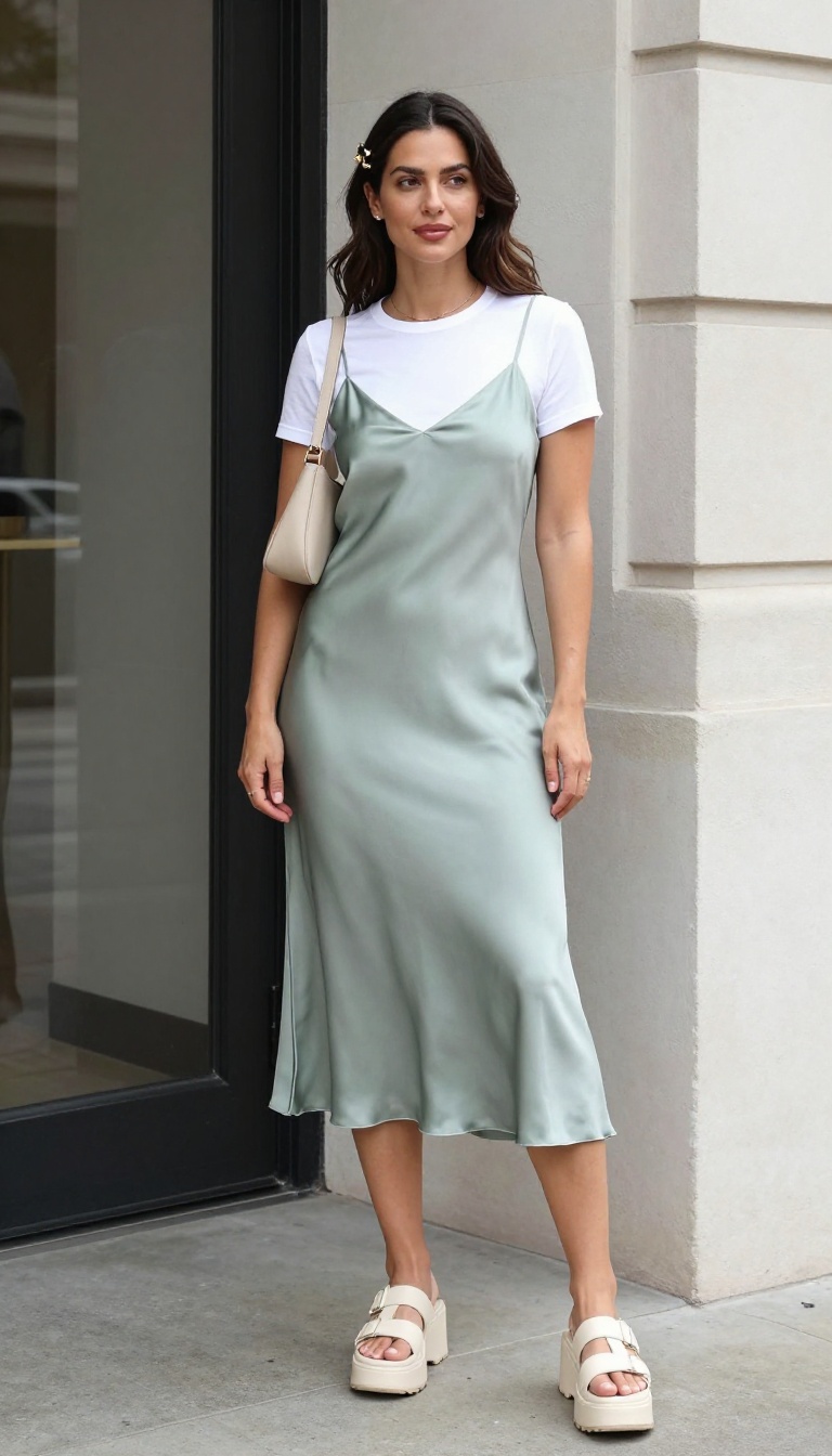 5. Slip Dress Over a T-Shirt