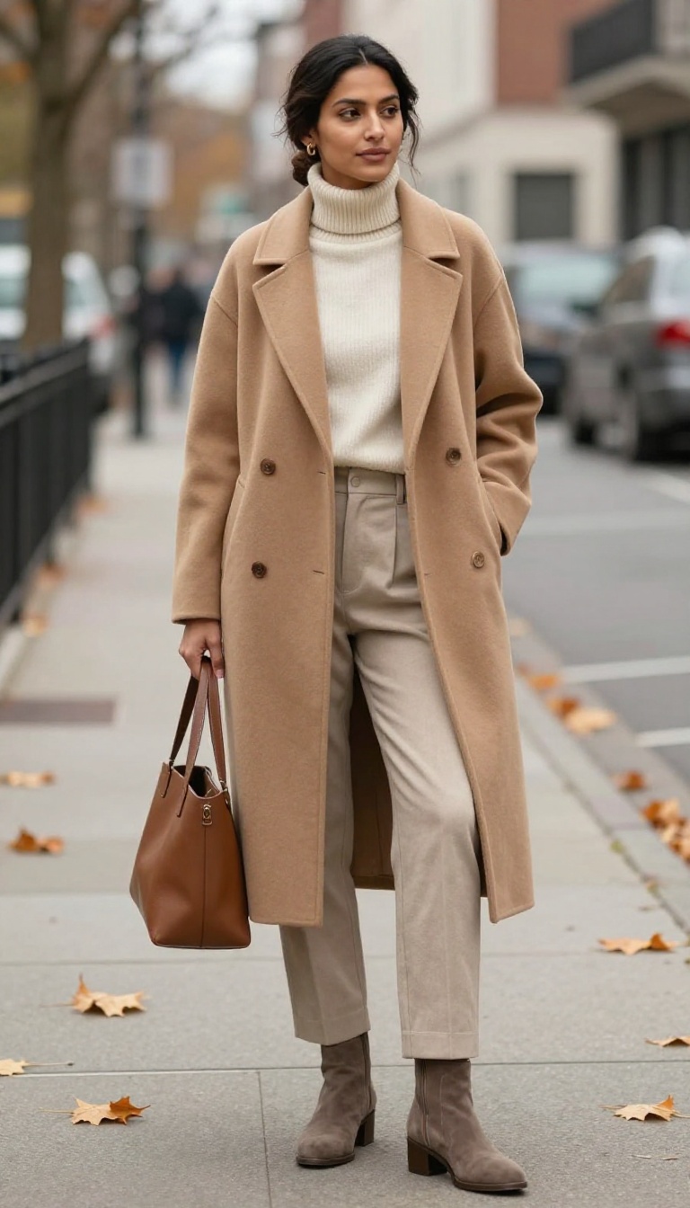 1. The Camel Coat & Cashmere Sweater Combo