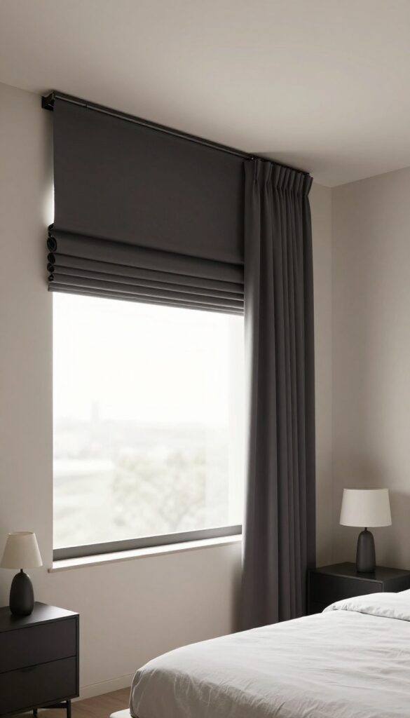 4. Ceiling-Mounted Blackout Curtains to Eliminate Light Leaks idea