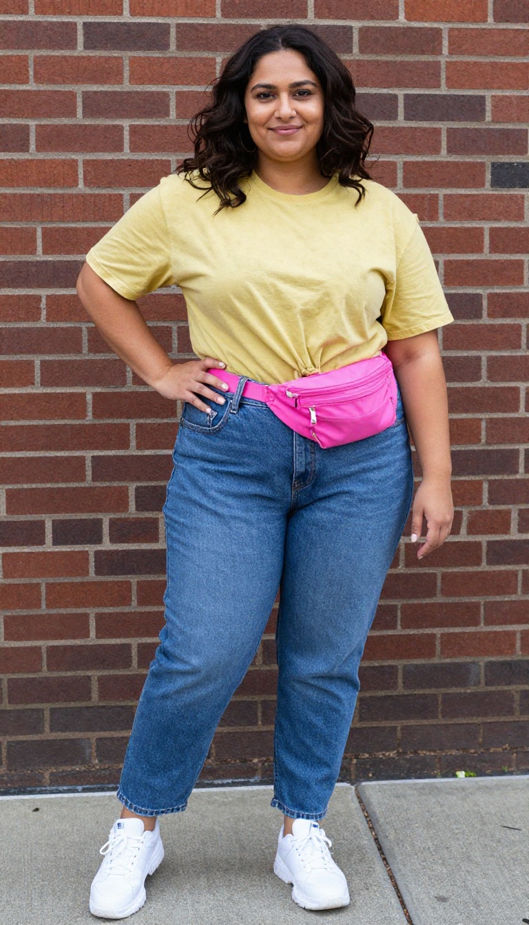 2. High-Waisted Mom Jeans and a Graphic Tee