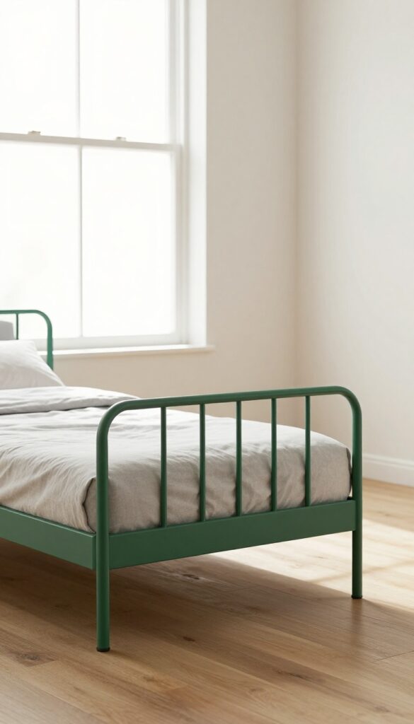 6. Green Metal Bed Frame for an Industrial Touch idea