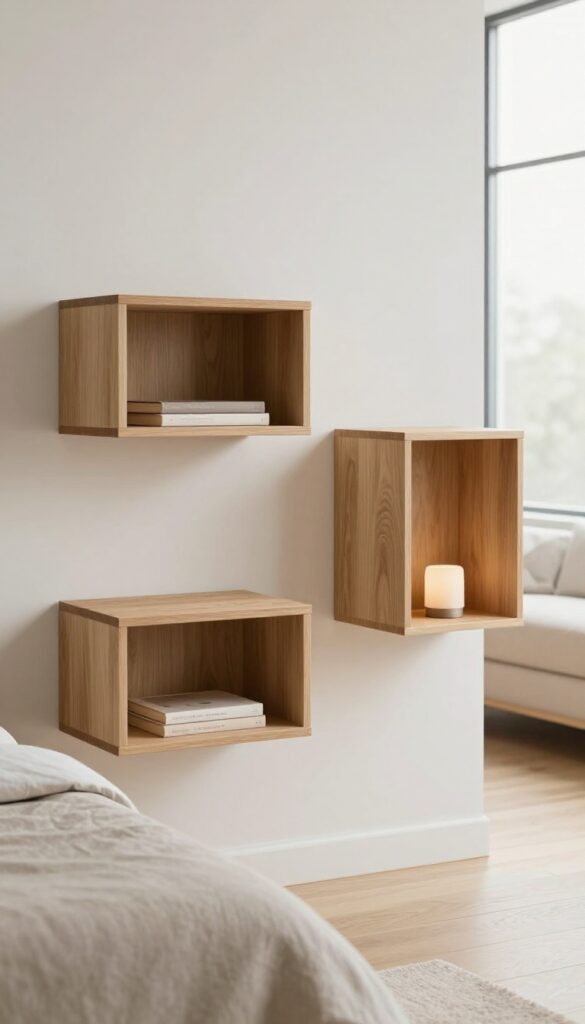 3. Floating Wooden Nightstands idea