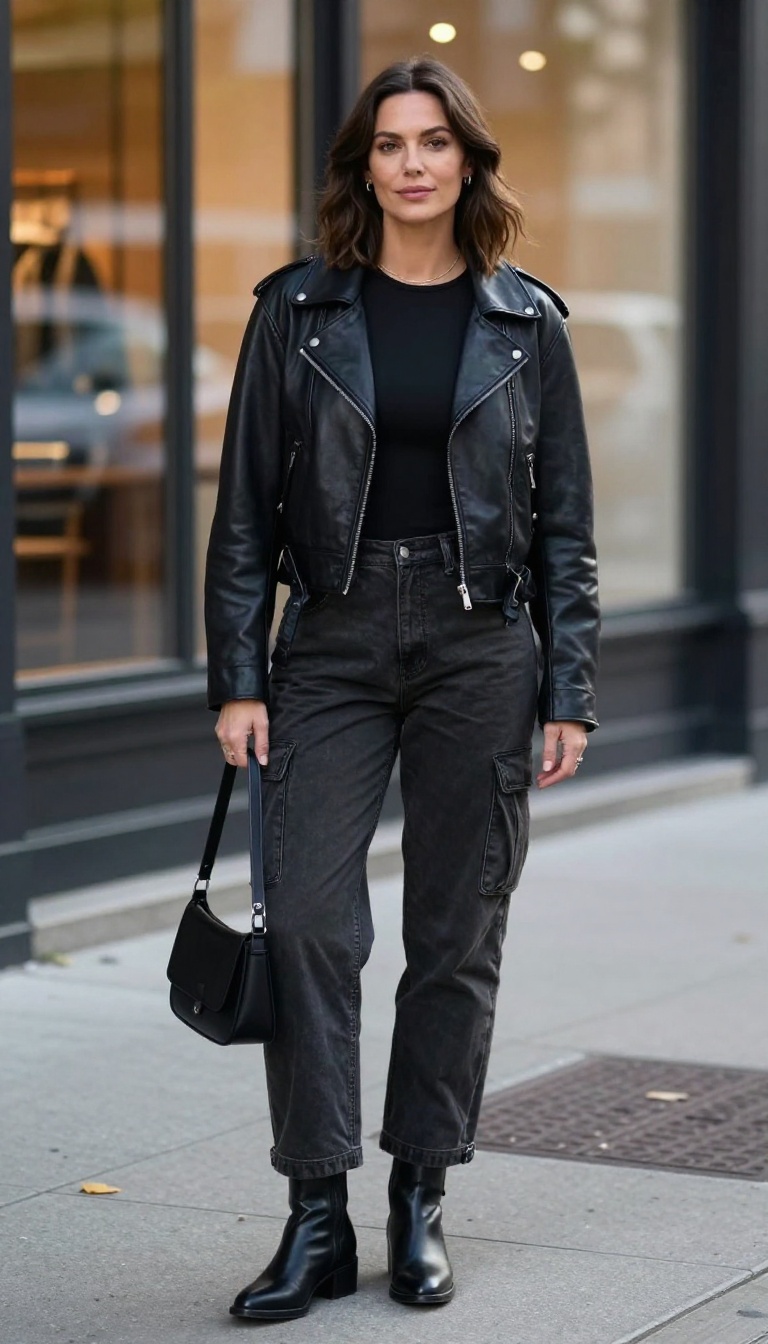 8. Moto Jacket and Cargo Jeans