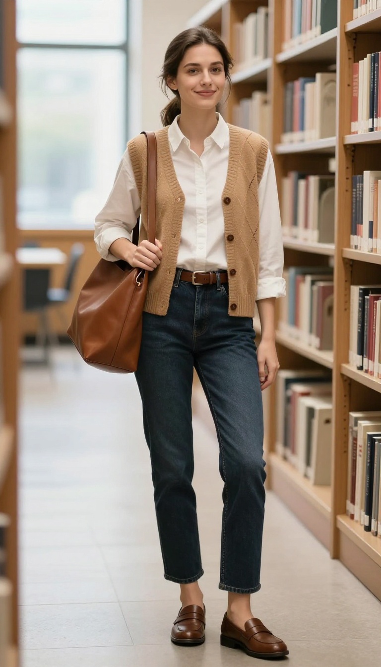 5. The Layered Look: Sweater Vest Over a Button-Down
