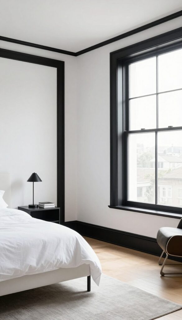 7. White Walls With Black Trim Details idea