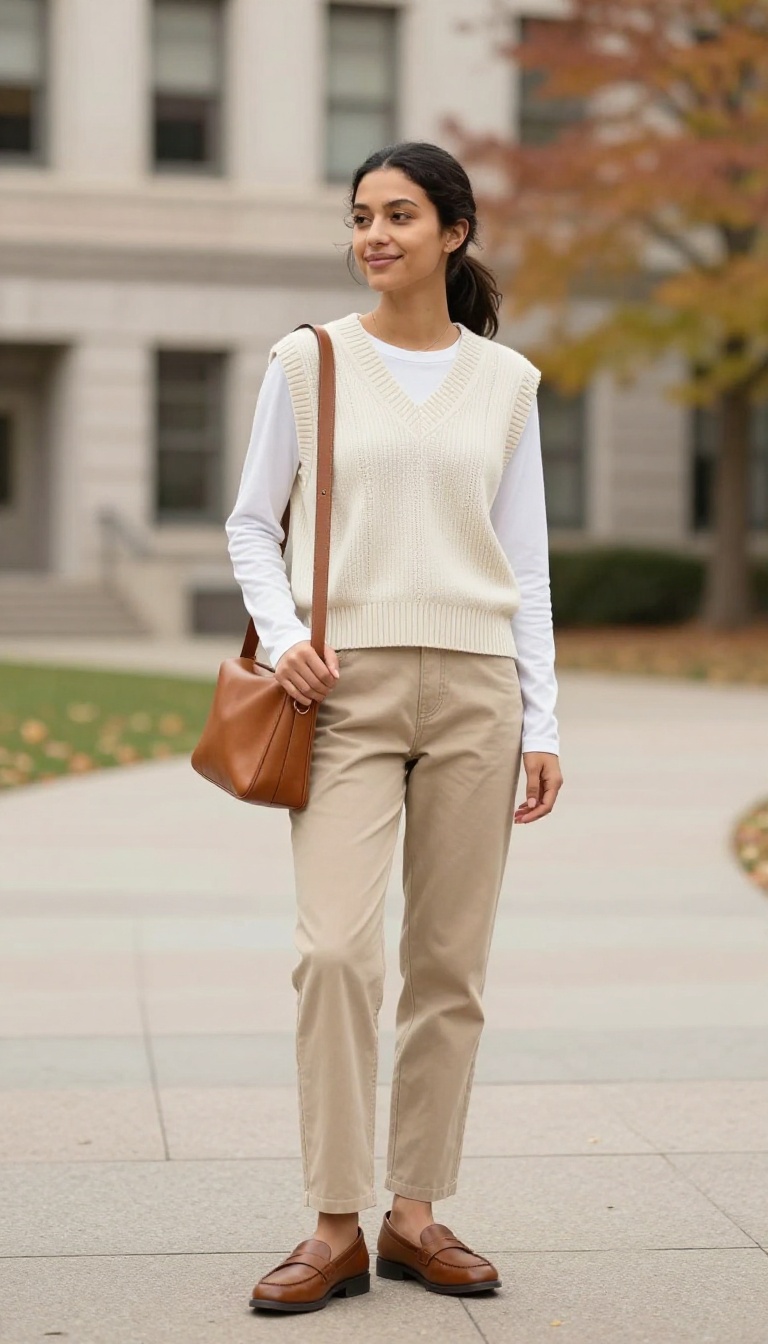 4. Knit Vest and Straight-Leg Pants