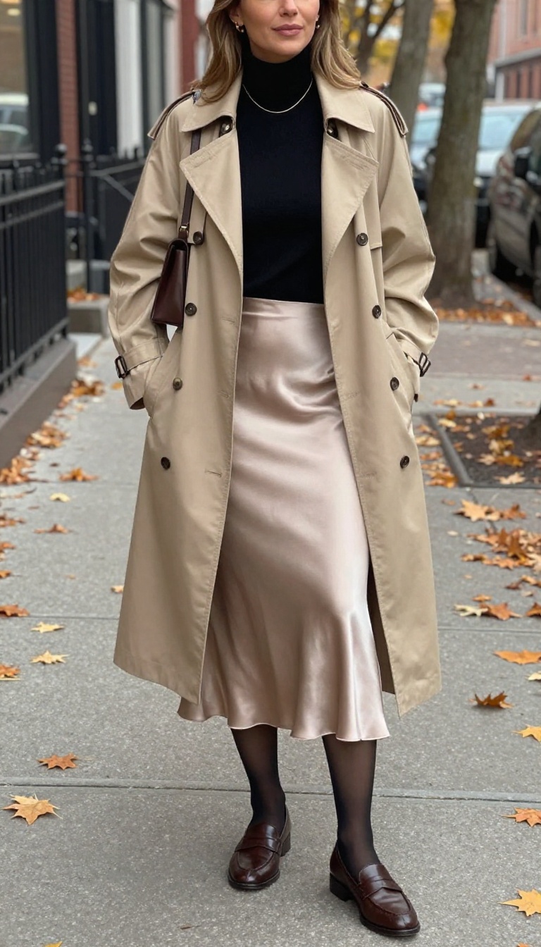 4. Trench Coat and Midi Skirt for Polished Days