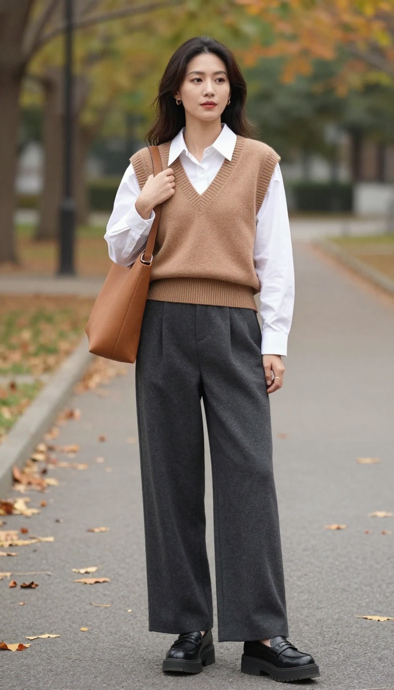 9. Sweater Vest Over a Collared Shirt