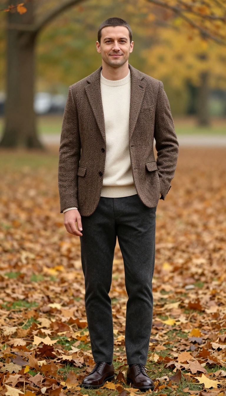 1. The Tweed Blazer and Roll Neck Combo