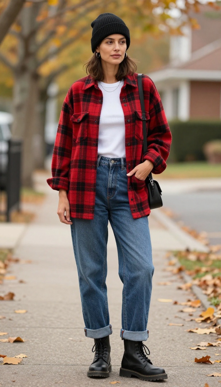 6. Oversized Flannel and Baggy Jeans