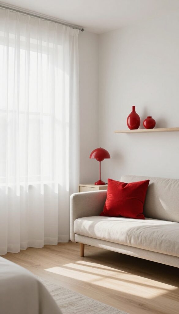 6. Red Accents Through Decor and Accessories idea