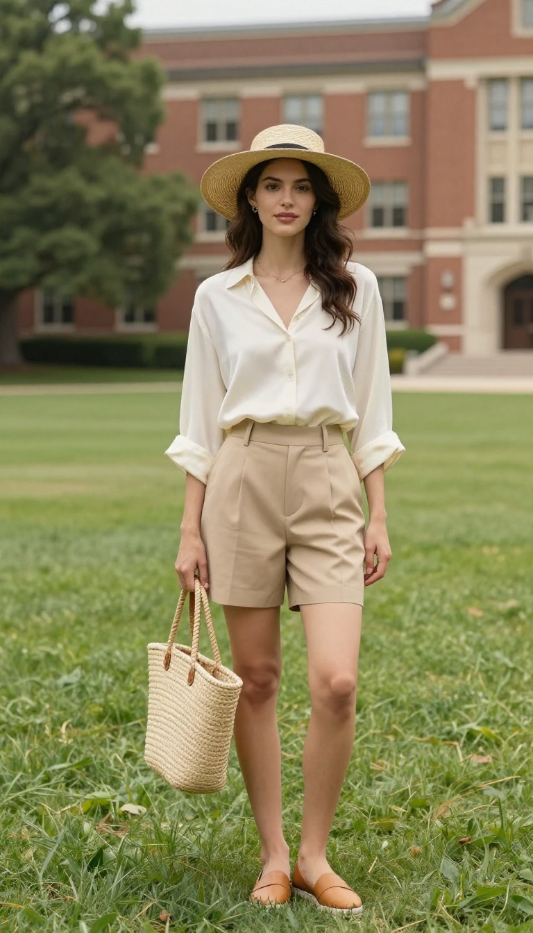 9. Blouse and Tailored Shorts