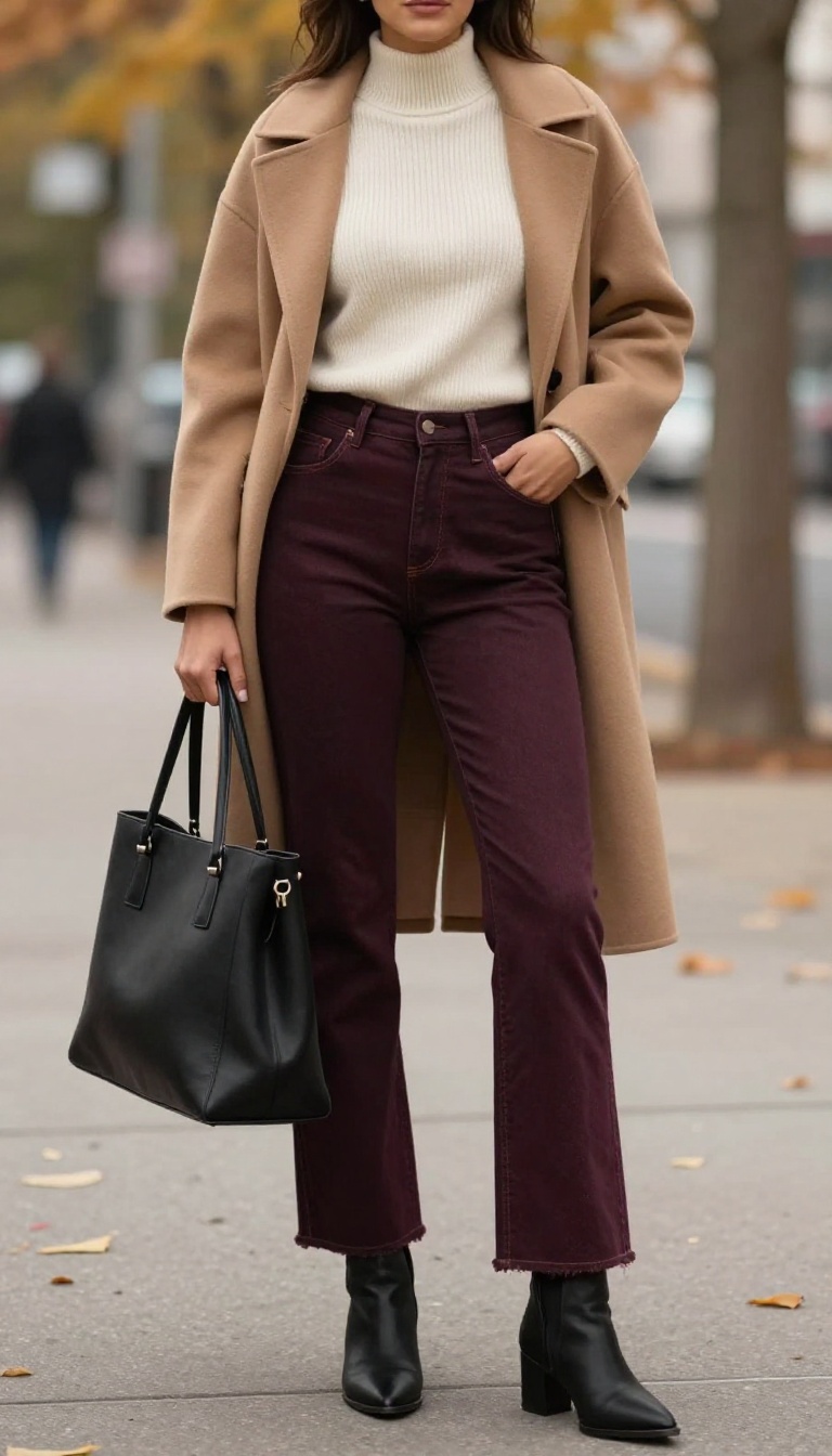 6. Bootcut Jeans with a Fitted Knit and Heeled Boots