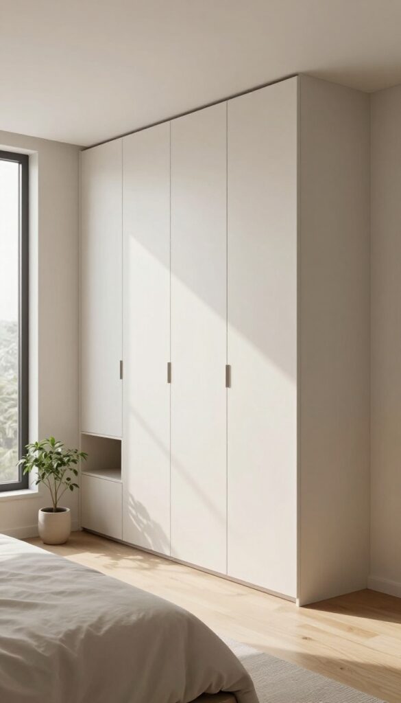 4. Built-In Wardrobes That Match the Wall Color idea