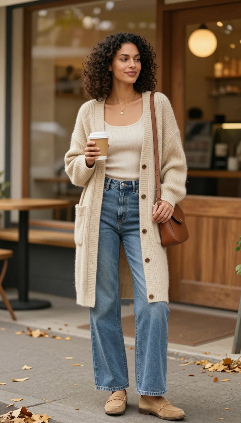 4. Cozy Cardigan and Saia Jeans for a Relaxed Sunday