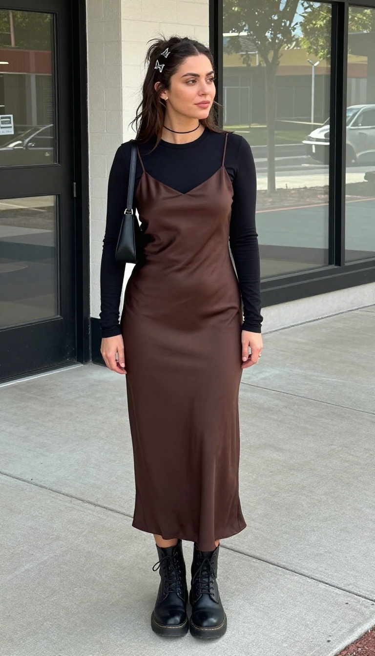 12. Slip Dress Over a Long-Sleeve Tee
