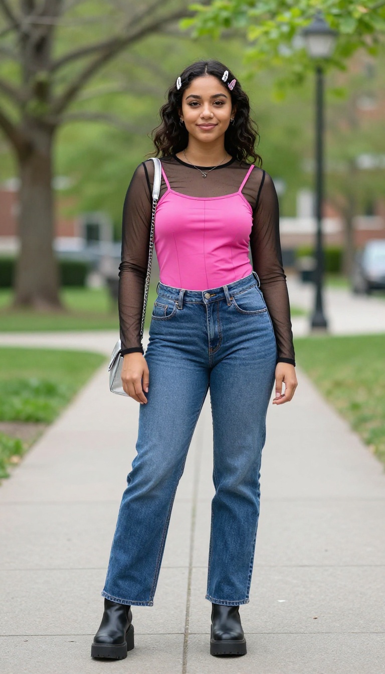 9. Mesh Top Over a Cami