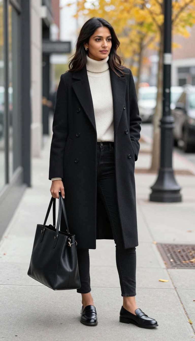 2. Black Skinny Jeans with a Longline Waistcoat
