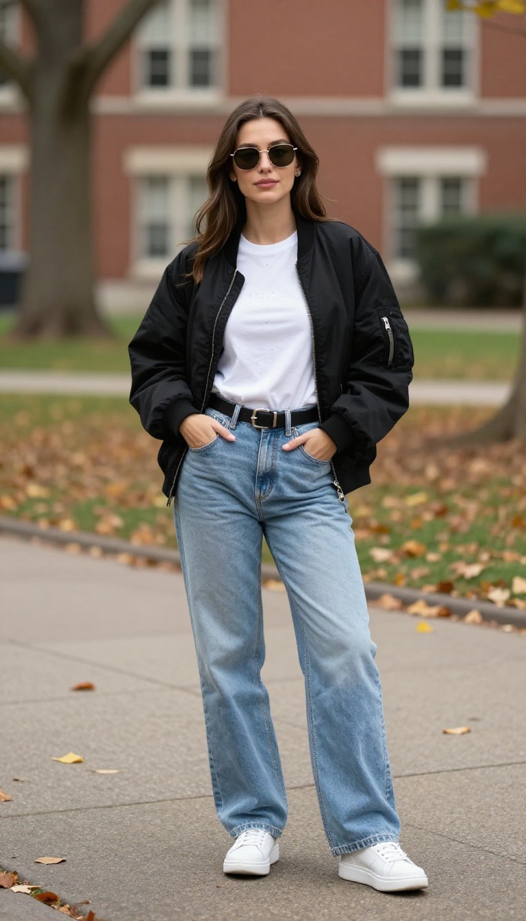 8. Baggy Jeans and a Fitted Baby Tee