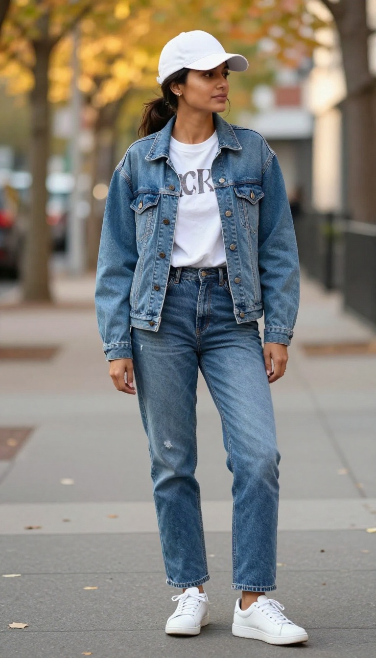 9. Distressed Jeans with a Graphic Tee and Denim Jacket