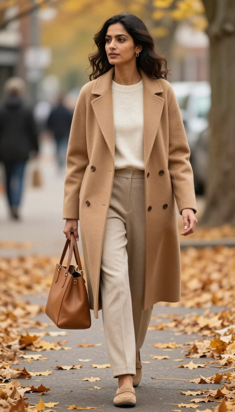 1. The Camel Coat and Cashmere Sweater Combo