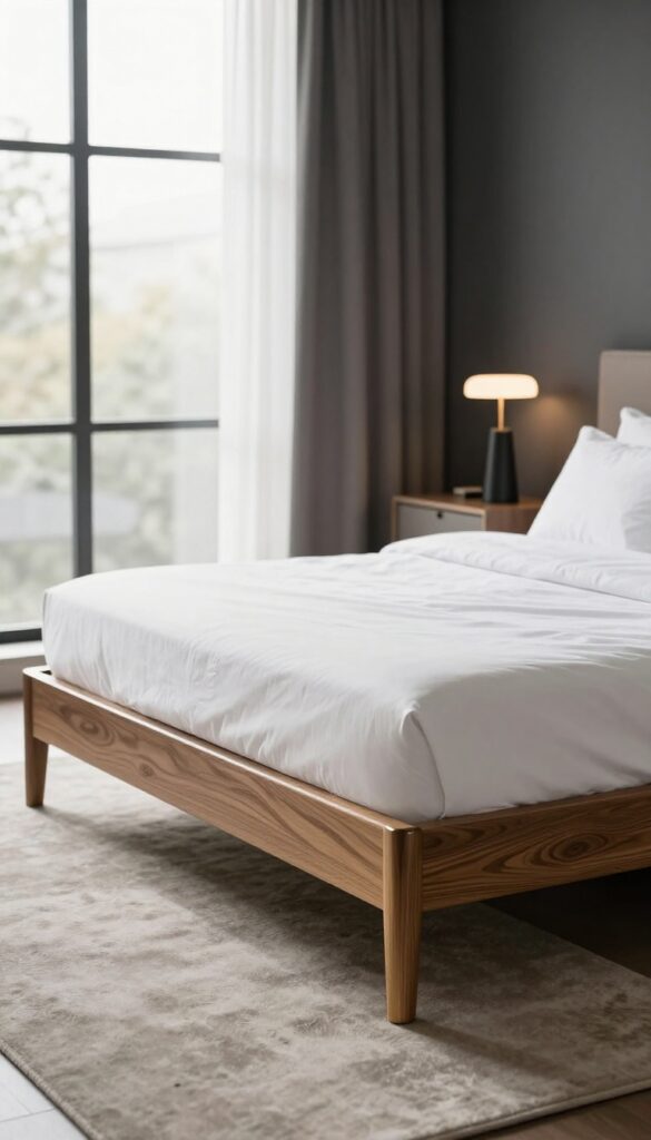2. Gold Bed Frame With Dark Accent Walls idea