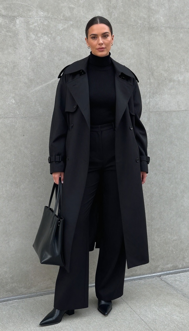 13. Moody Muse in All-Black Minimalism