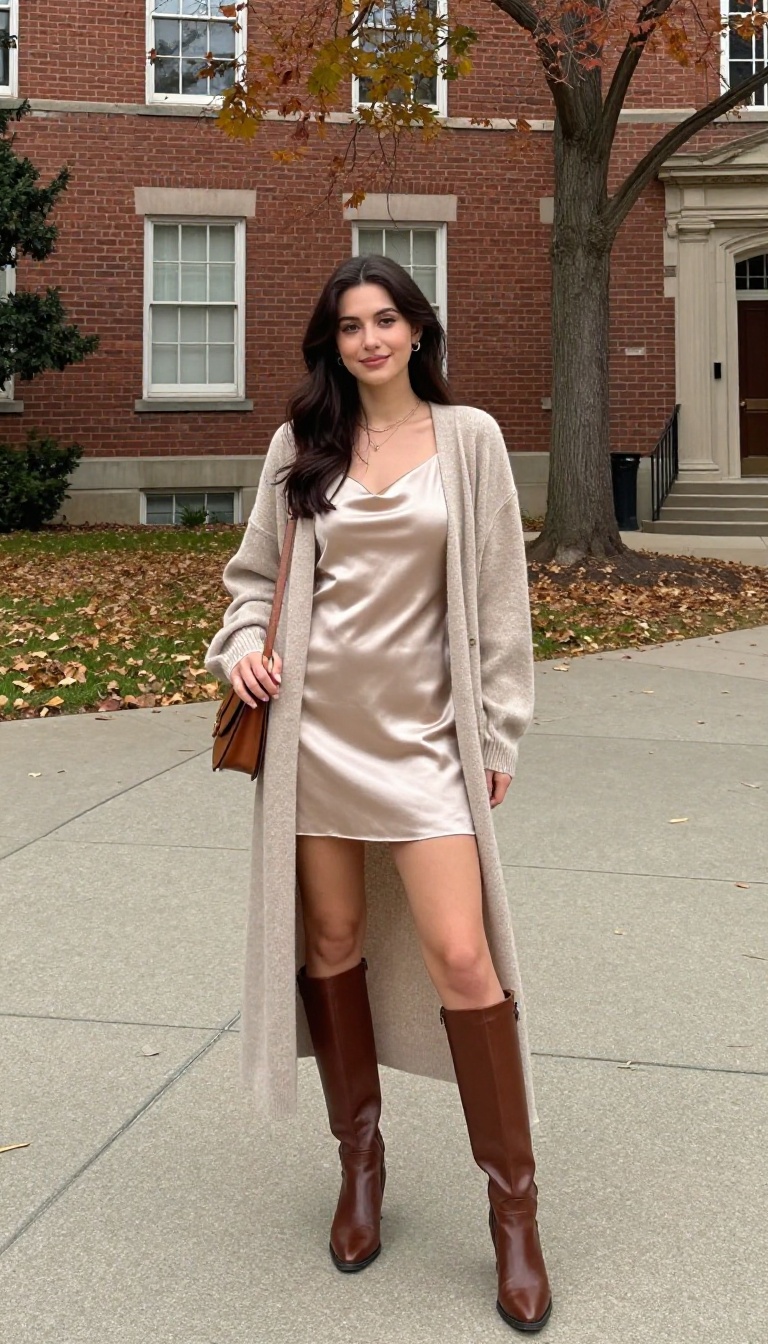 6. Cardigan Over a Slip Dress