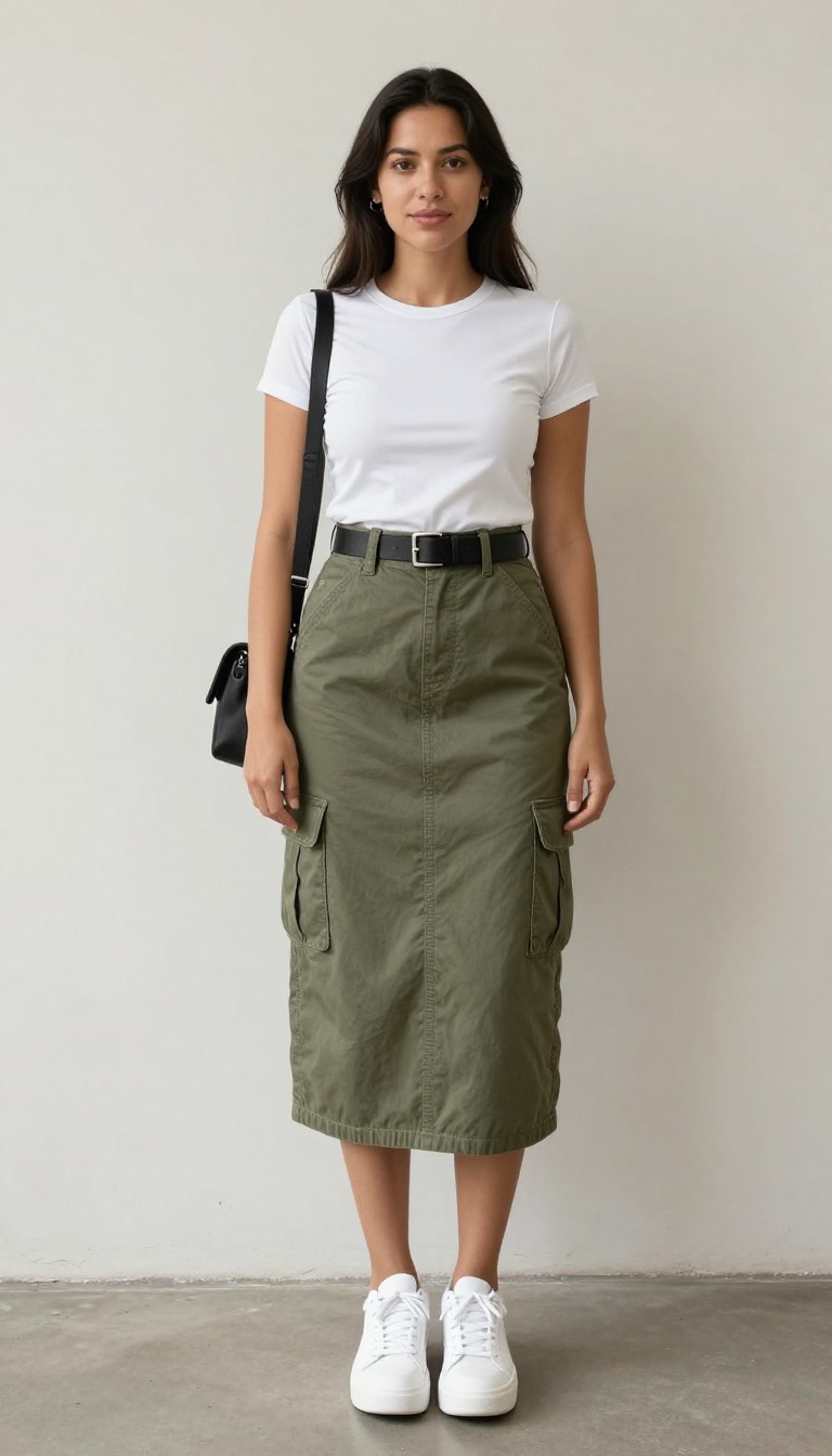 12. Cargo Skirt With Baby Tee and Belt